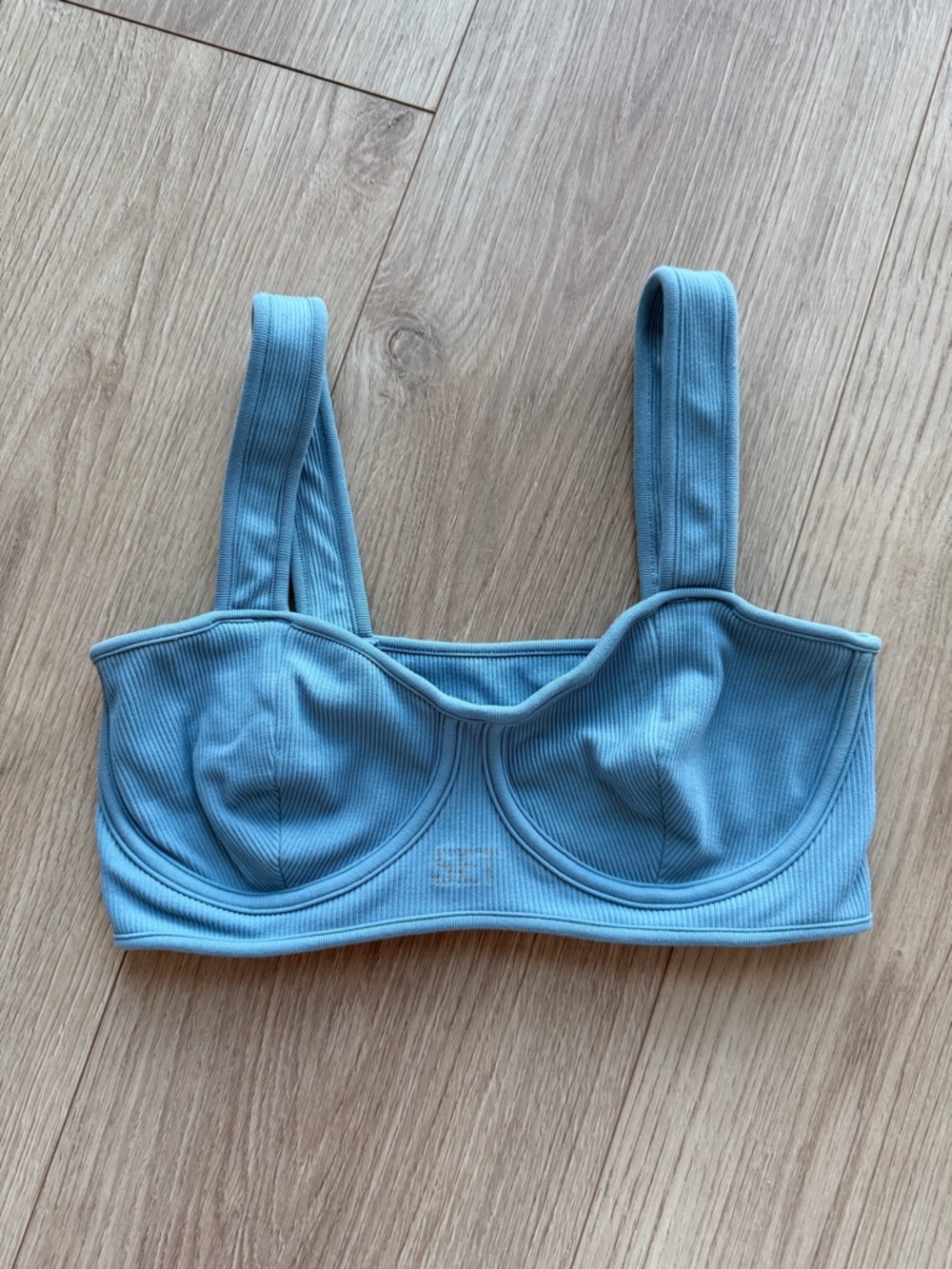 SET Active Light Blue Ribbed Underwire Bra